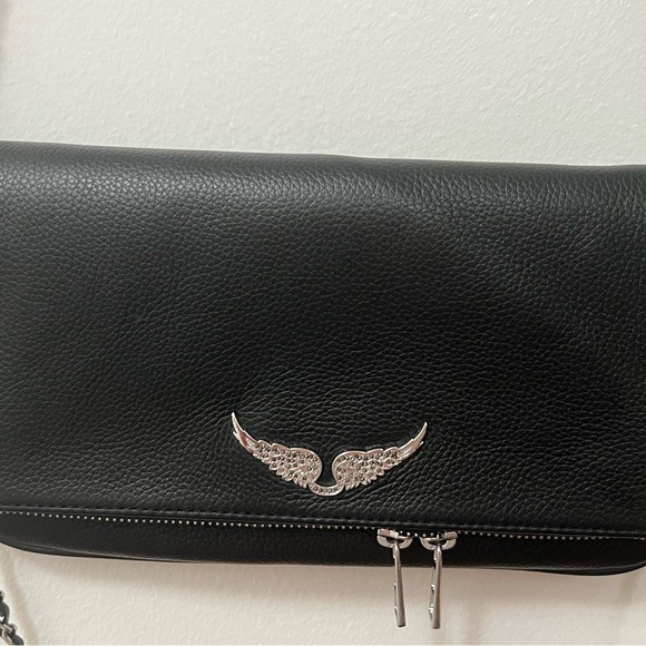 Zadig & Voltaire Black and Silver Rock Leather Shoulder Bag - Picture 5 of 9